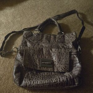 Elegant Crocodile Pattern Grey Handbag Talbots